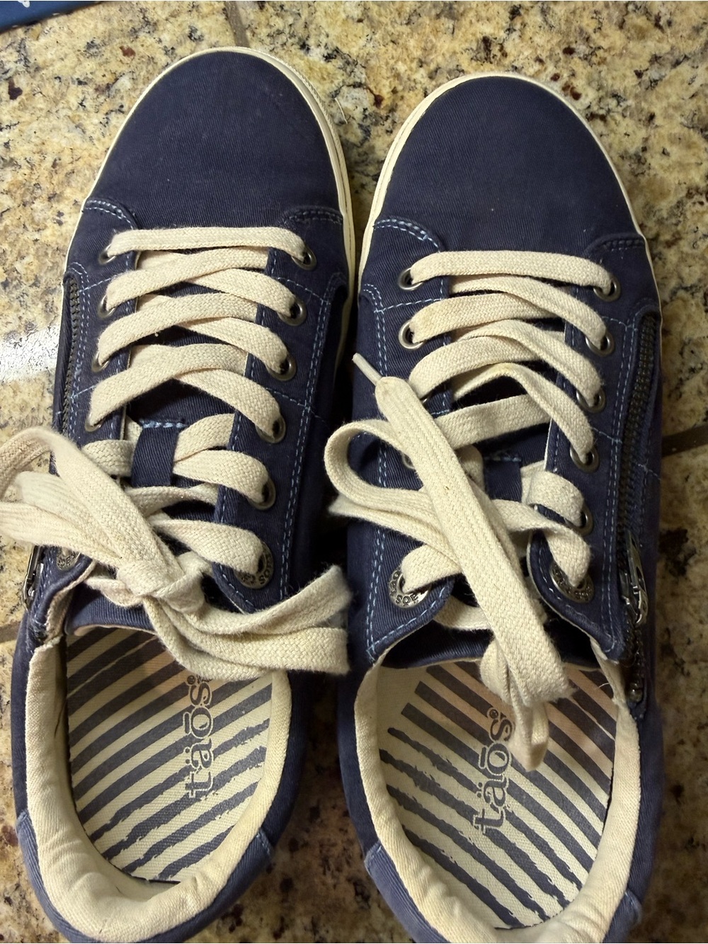 Taos Footwear Navy Canvas Sneakers with Cream Laces - Picture 5 of 7